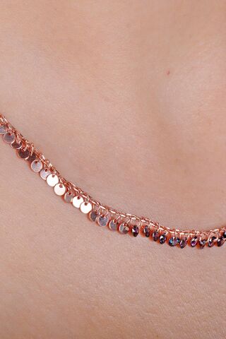 Pullu Mistik Topaz Taşlı Rose Gümüş Kolye 7249