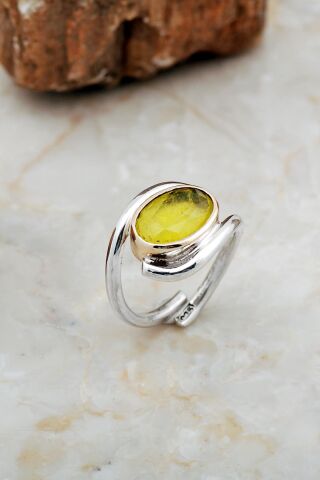 Paraiba Taşlı Tasarım Gümüş Yüzük 5846