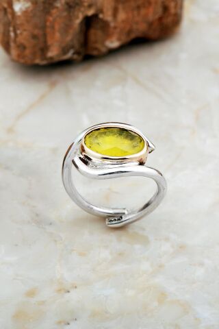Paraiba Taşlı Tasarım Gümüş Yüzük 5846