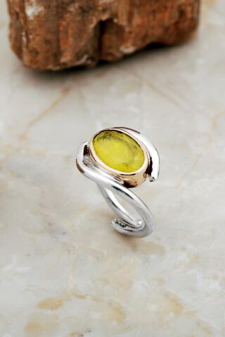 Paraiba Taşlı Tasarım Gümüş Yüzük 5846