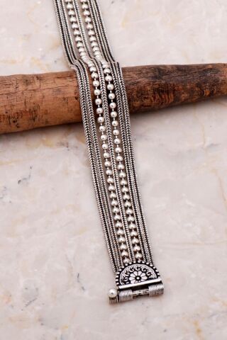 Midyat Hasırı Tasarım Gümüş Elişi Bileklik 3552