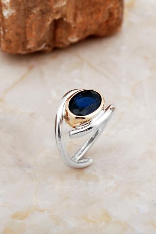 Safir Taşlı Tasarım Gümüş Yüzük 5847