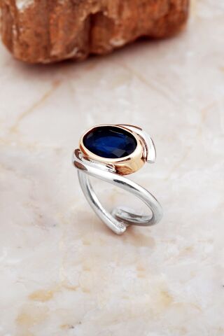 Safir Taşlı Tasarım Gümüş Yüzük 5847