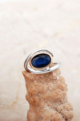 Safir Taşlı Tasarım Gümüş Yüzük 5847