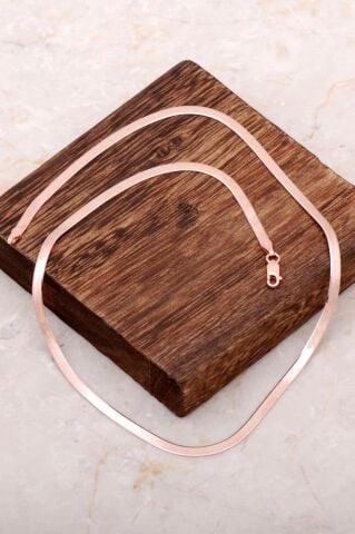 İtalyan Ezme Rose Gümüş Zincir Kolye 3956