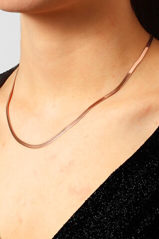 İtalyan Ezme Rose Gümüş Zincir Kolye 3956