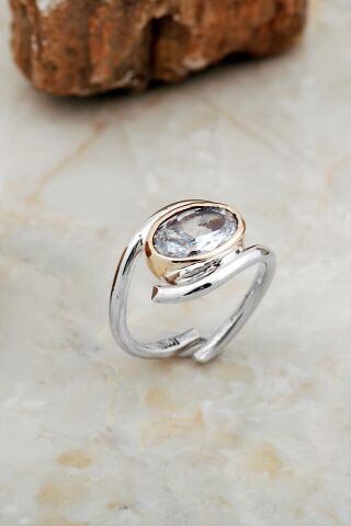 Kuvars Taşlı Tasarım Gümüş Yüzük 5851