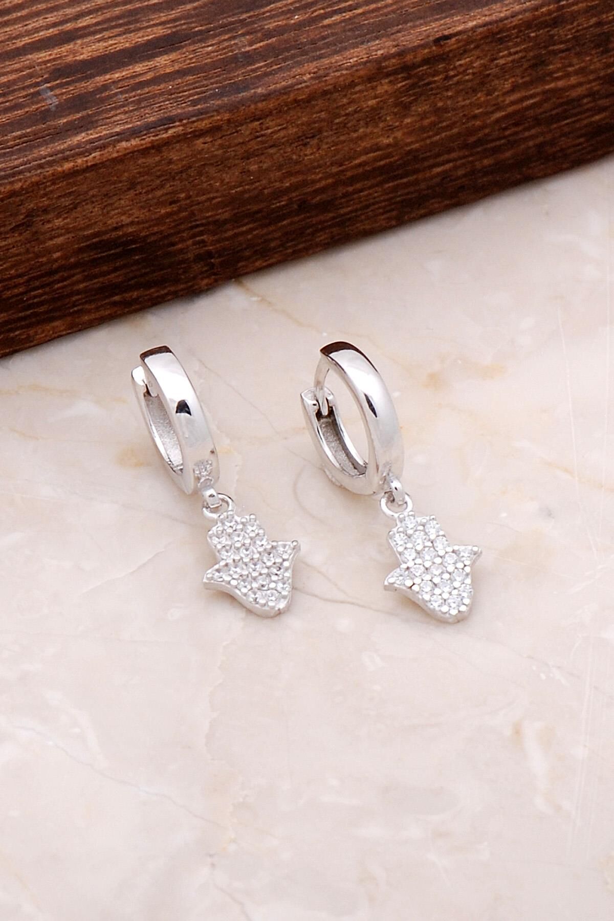 Bereket Eli Sallantılı Gümüş Halka Küpe 4924