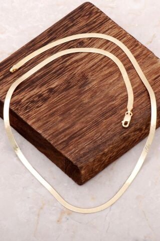 İtalyan Ezme Altın Yaldızlı Gümüş Zincir Kolye 3957