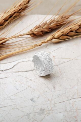 Sepet Örgü Hasır Elişi 925 Ayar Gümüş Yüzük 5995