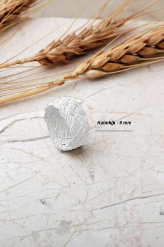 Sepet Örgü Hasır Elişi 925 Ayar Gümüş Yüzük 5995