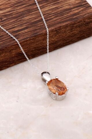 Renk Değiştiren Sultan Taşlı Gümüş Kolye 2109