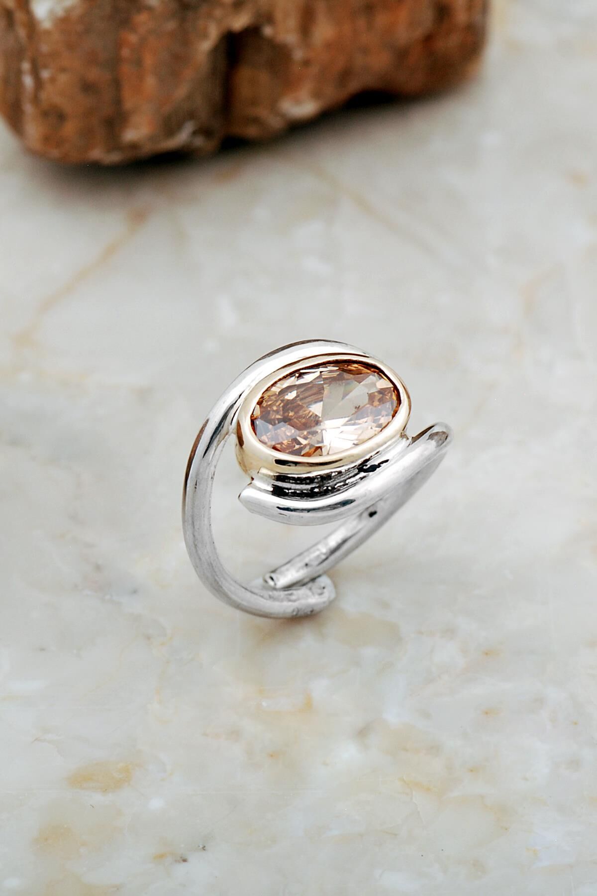 Topaz Taşlı Tasarım Gümüş Yüzük 5853