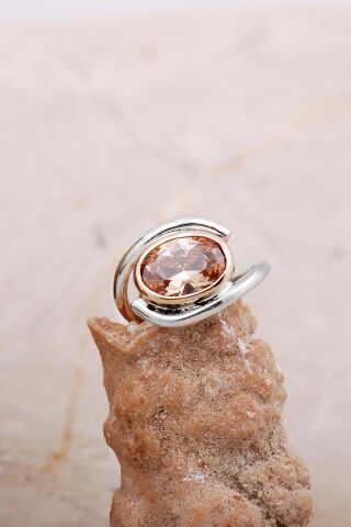 Topaz Taşlı Tasarım Gümüş Yüzük 5853