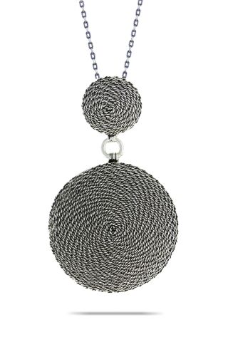 Telkari İşlemeli Sarma Elişi Gümüş Kolye 3866