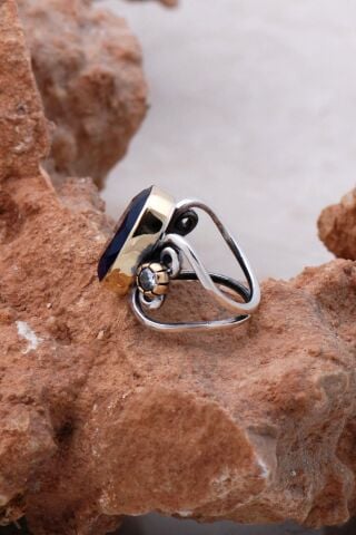 Safir Elişi Tasarım Gümüş Yüzük 3081