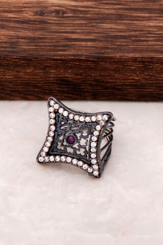 Kök Yakut ve Zirkon Taşlı Gümüş Yüzük 19