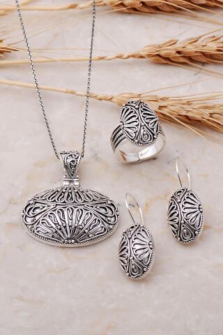 Asur Motifli Telkari İşlemeli Gümüş Set 1874