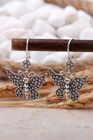 Kelebek Telkari Elişi Gümüş Küpe 5781