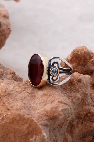 Yakut Elişi Tasarım Gümüş Yüzük 3083