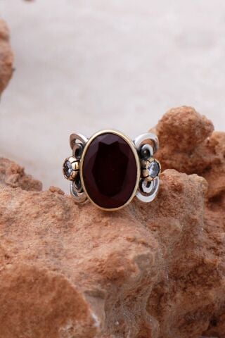 Yakut Elişi Tasarım Gümüş Yüzük 3083