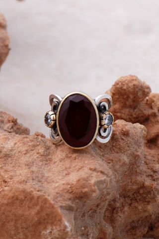 Yakut Elişi Tasarım Gümüş Yüzük 3083