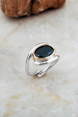 Oniks Taşlı Tasarım Gümüş Yüzük 5852