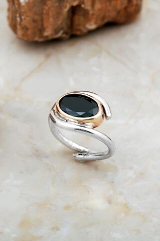 Oniks Taşlı Tasarım Gümüş Yüzük 5852