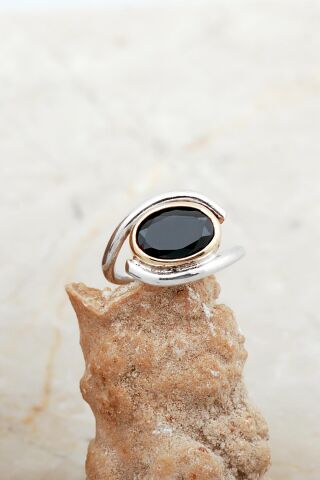 Oniks Taşlı Tasarım Gümüş Yüzük 5852