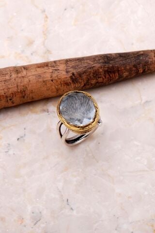 Kuvars Semazenli Elişi Tasarım Gümüş Yüzük 3085