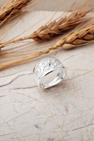 Telkari İşlemeli Elişi Ayarlanabilir 925 Ayar Gümüş Yüzük 5997