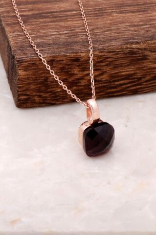 Ametist Taşlı Ros Gümüş Kolye 1793