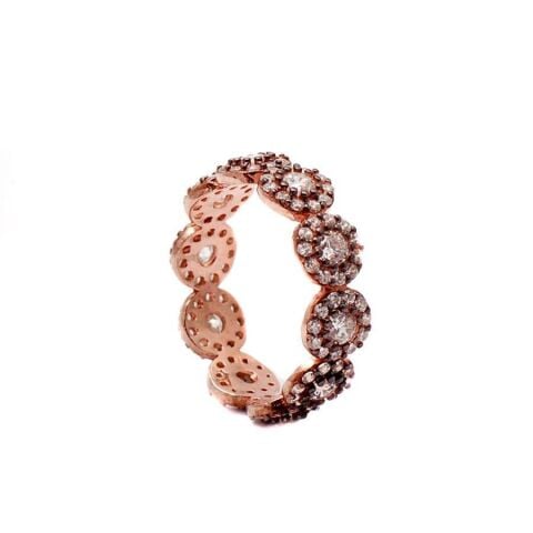 Elmas Montürlü Rose Gümüş Yüzük 1096