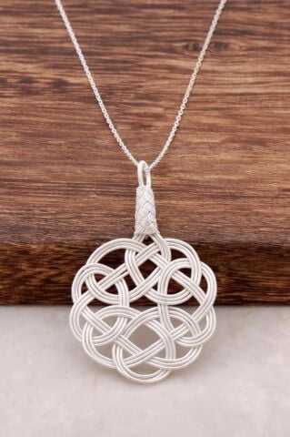 Aşk Düğümü Kazaziye El Sarması Gümüş Kolye 149