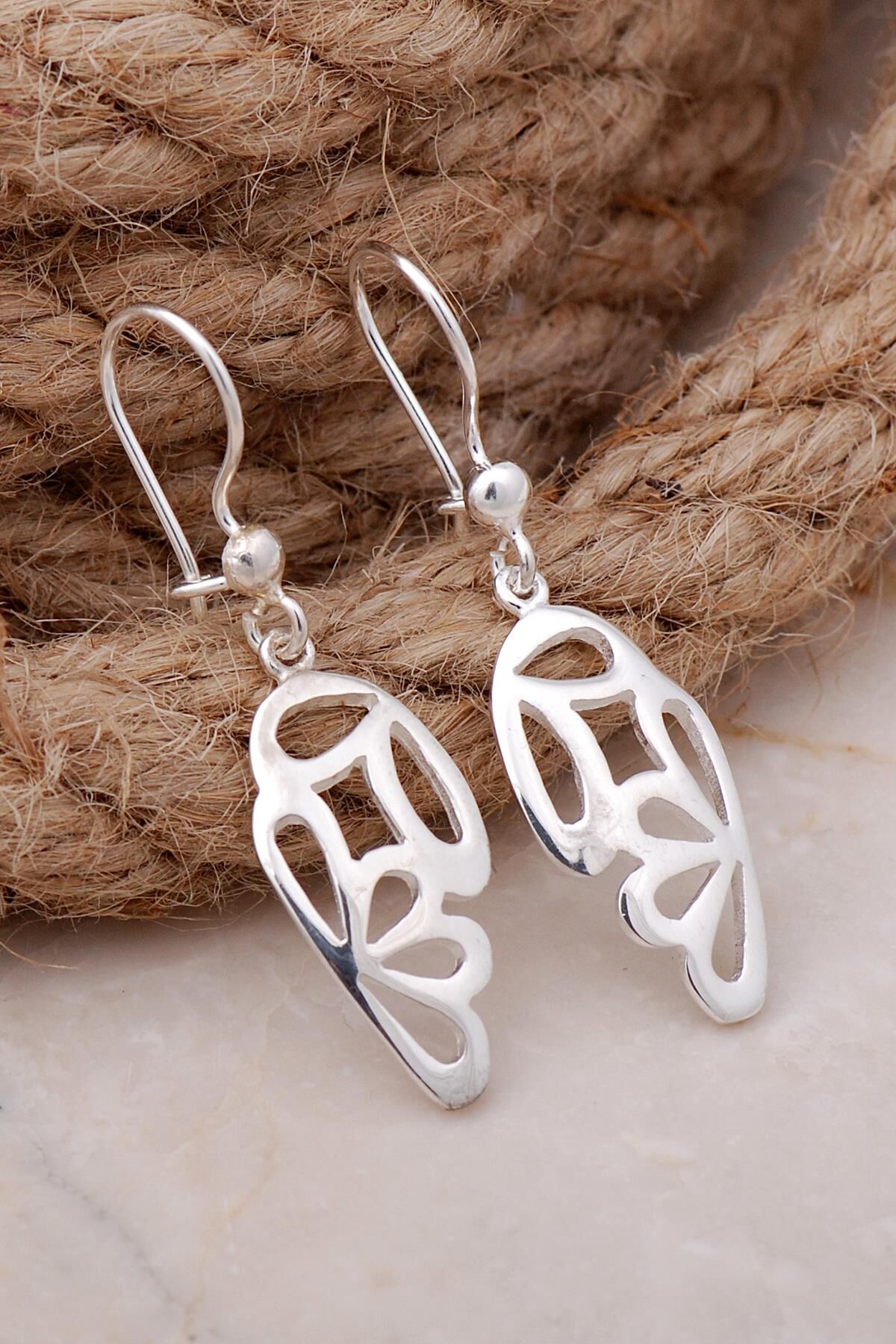 Kelebek Tasarım Gümüş Küpe 5682