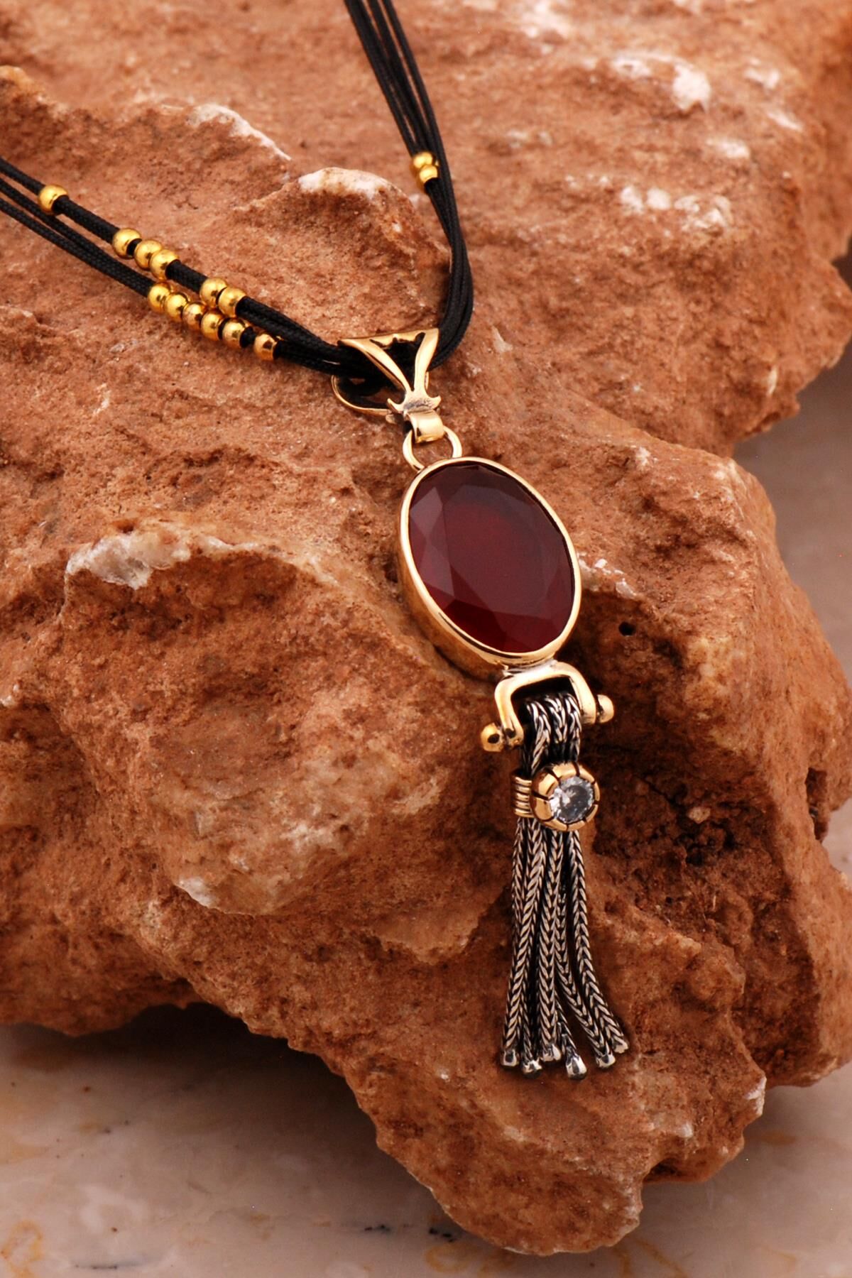 Yakut Elişi Tasarım Gümüş Kolye 6565