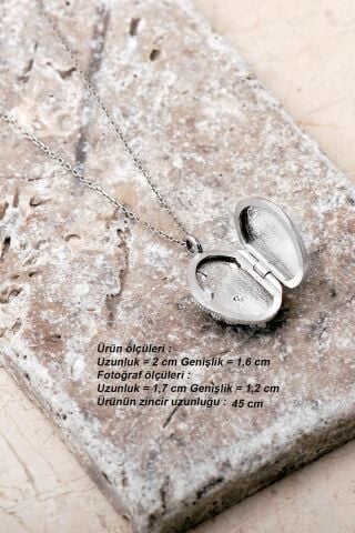 925 Ayar Gümüş Taşlı Anka Kuşu Kapaklı Açılır Kapanır Fotoğraflık Madalyon Kolye 8086