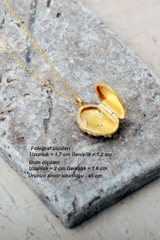 925 Ayar Gümüş Taşlı Anka Kuşu Kapaklı Açılır Kapanır Fotoğraflık Madalyon Kolye 8086