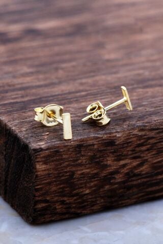 I Harfi Altın Kaplama Gümüş Küpe 5968