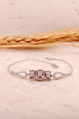 Renk Değiştiren Sultan Taşlı Baget Rodyumlu Gümüş Bileklik 4490