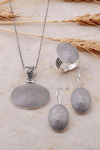 Telkari İşlemeli Sarma Elişi Gümüş Set 1879