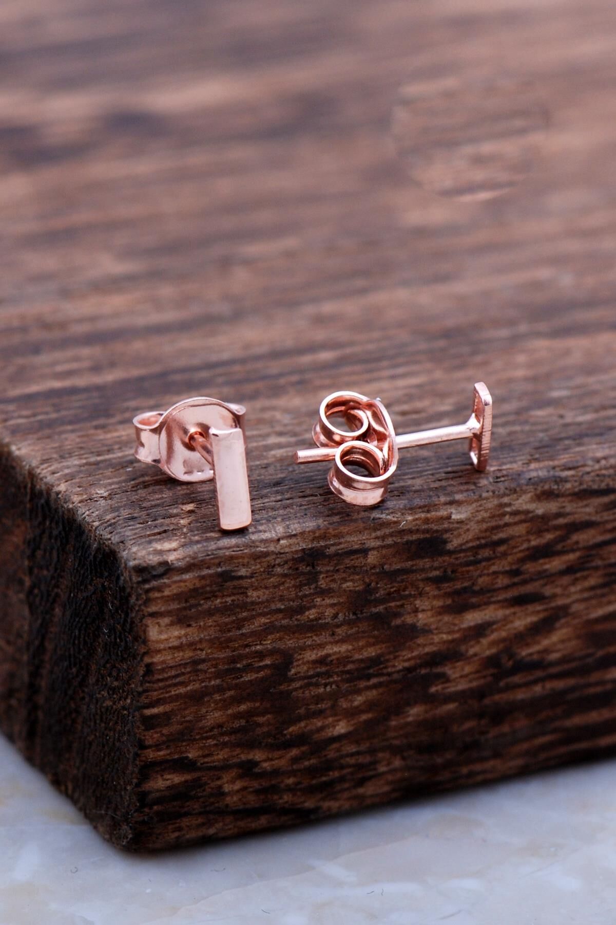 I Harfi Rose Gümüş Küpe 5969