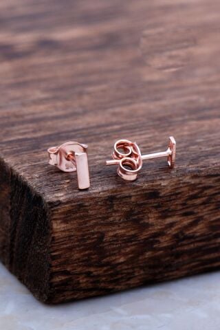 I Harfi Rose Gümüş Küpe 5969