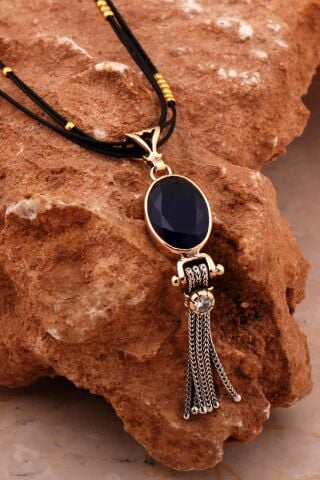 Safir Elişi Tasarım Gümüş Kolye 6568