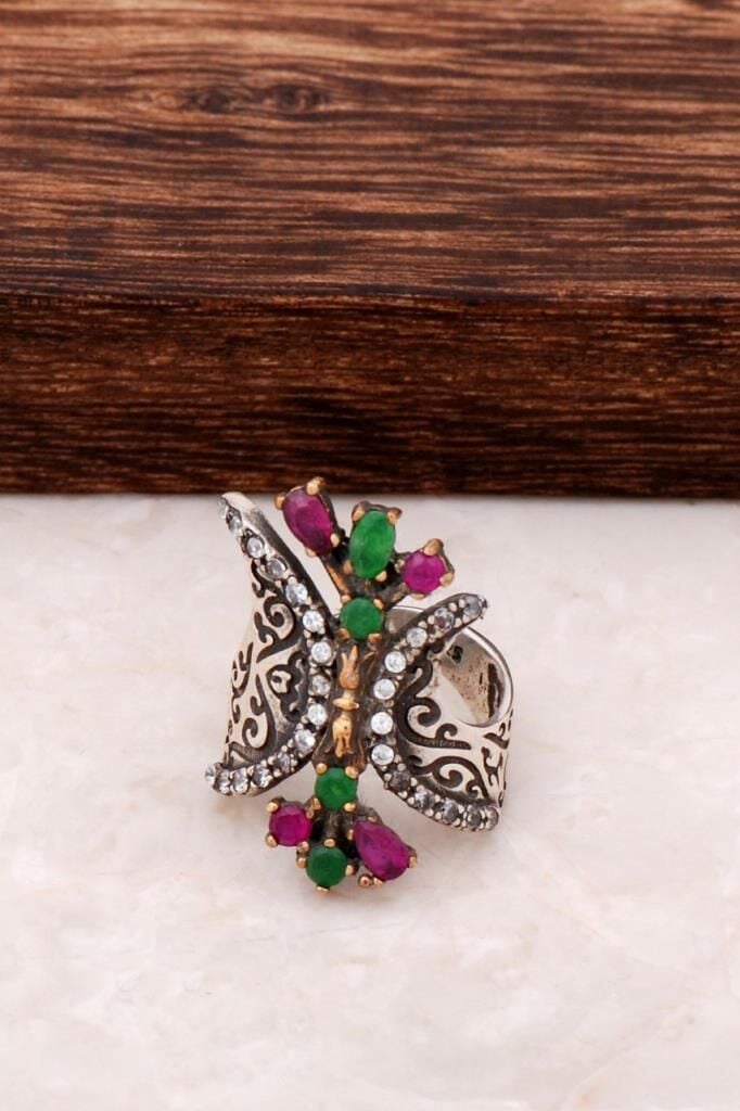 Doğal Taşlı Otantik Gümüş Yüzük 32