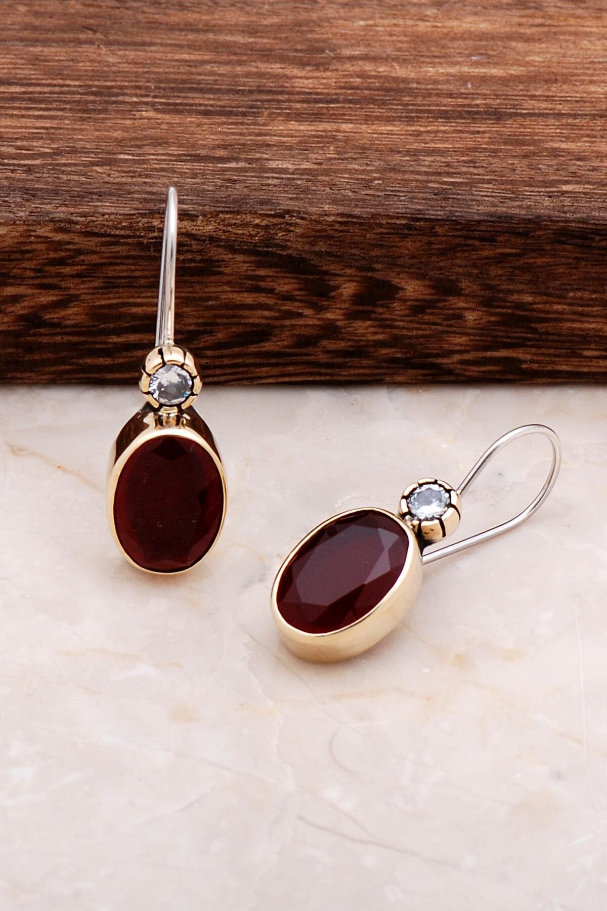 Yakut Elişi Tasarım Gümüş Küpe 4717