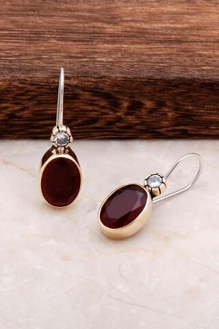 Yakut Elişi Tasarım Gümüş Küpe 4717