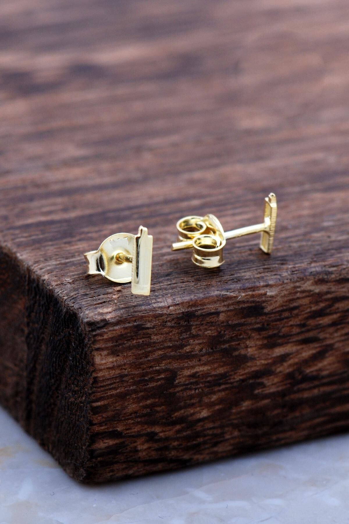 İ Harfi Altın Kaplama Gümüş Küpe 5971