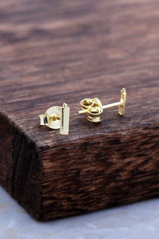 İ Harfi Altın Kaplama Gümüş Küpe 5971