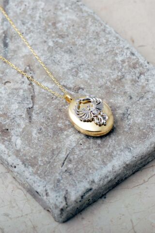 925 Ayar Gümüş Anka Kuşu Kapaklı Açılır Kapanır Fotoğraflık Madalyon Kolye 8085